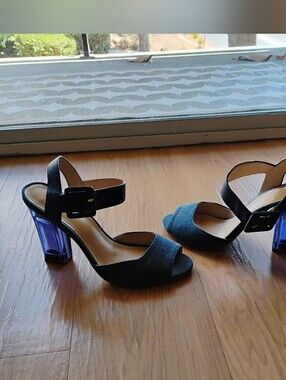 Klub Nico Blue Denim Translucent Heels Size 7